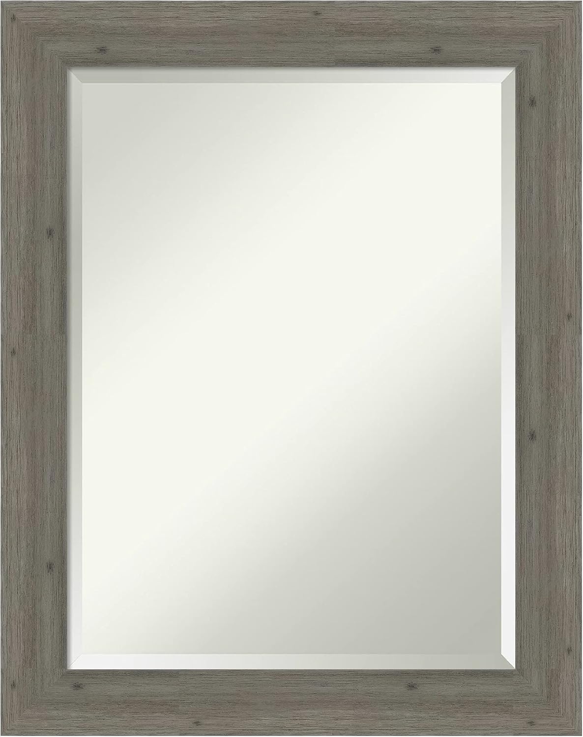 Amanti Art Grey Wall Mirror 29x23 Fencepost Grey Narrow Rectangle Bathroom Mirror for Wall Decor Living Room, Medium Country Rustic Wood Frame, Hangs Horizonally and Vertically, Bathroom Decor,
