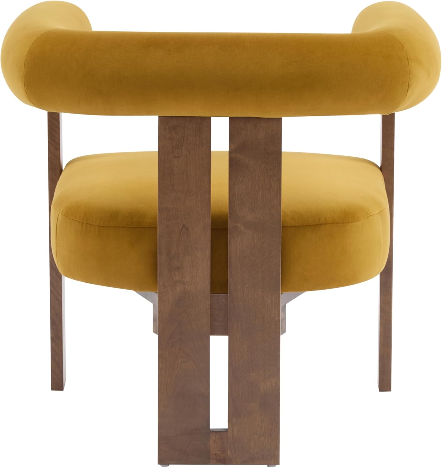 Christopher Knight Home Linton Modern Velvet Upholstered Accent Chair, Living Room Solid Wood Lounge Chair, Bedroom Soft Cushion Comfy Reading Chair, Home Office Sofa Armchair, Mustard Yellow+Brown