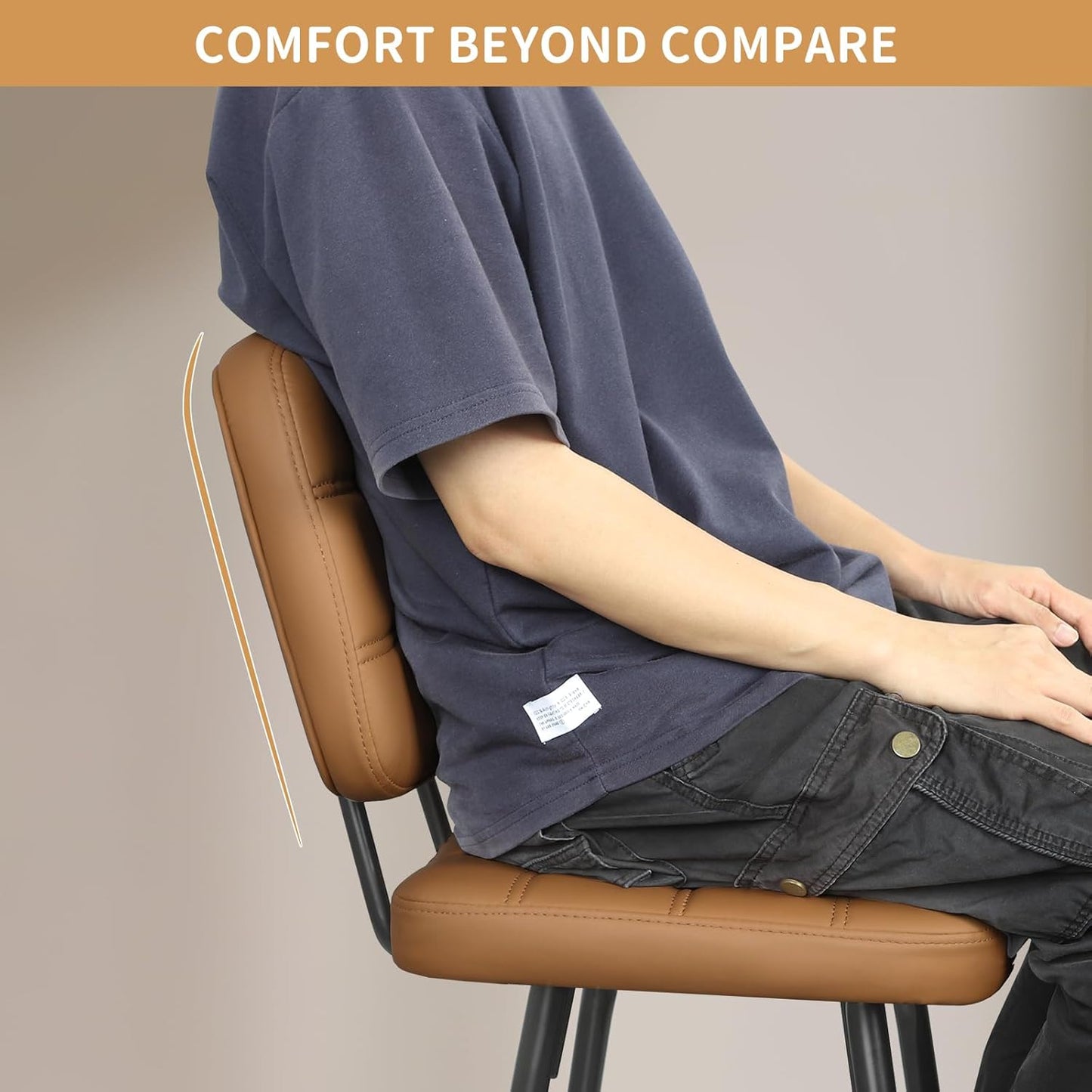 Bar Stools Set of 2, 24 Inch Upholstered Metal Barstool with Back and Footrest, Bar Chair with Metal Base for Dining Room Counter Island, Brown