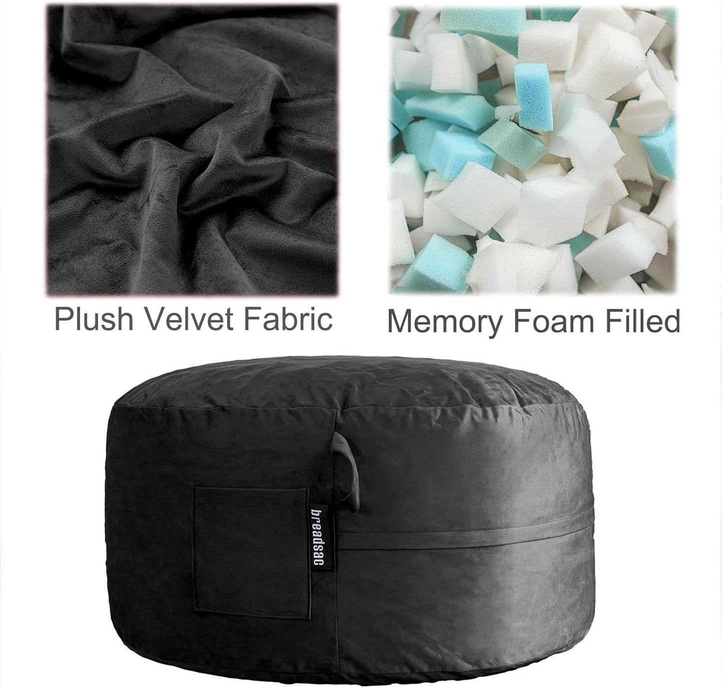 Bean Bag Chairs, Memory Foam Stuffing Bean Bag Chair for Adults/Teens/Kids with Removable Zipperd Cover, High-Rebound Memory Foam Lazy Sofa Furniture for Living Room Bedroom College Dorm