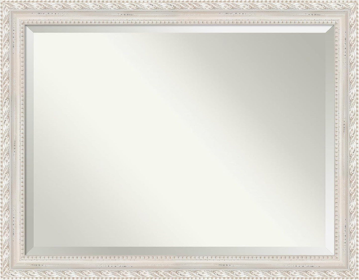 Amanti Art White Bathroom Mirror for Over Sink, 36x46 Opera Off White Rectangle Vanity Mirror, X-Large Traditional Wood Frame, Hangs Horizonally and Vertically, Bathroom Wall Decor, Beveled Edge