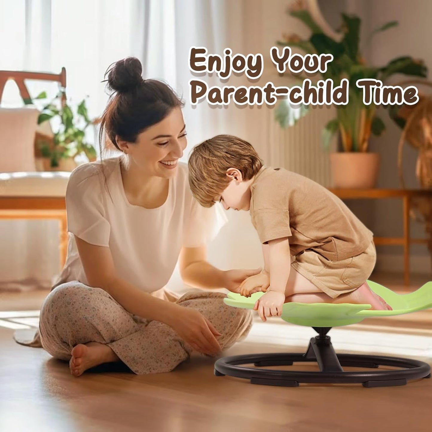 Spinning Chair for Autistic Kids, Sensory Toys for Kids With Autism, 360° Sensory Swivel Chair, Fish-Shaped Spin Seat for Children With ADHD, Safe & Smooth Sit and Spin Improve Balance (Green)