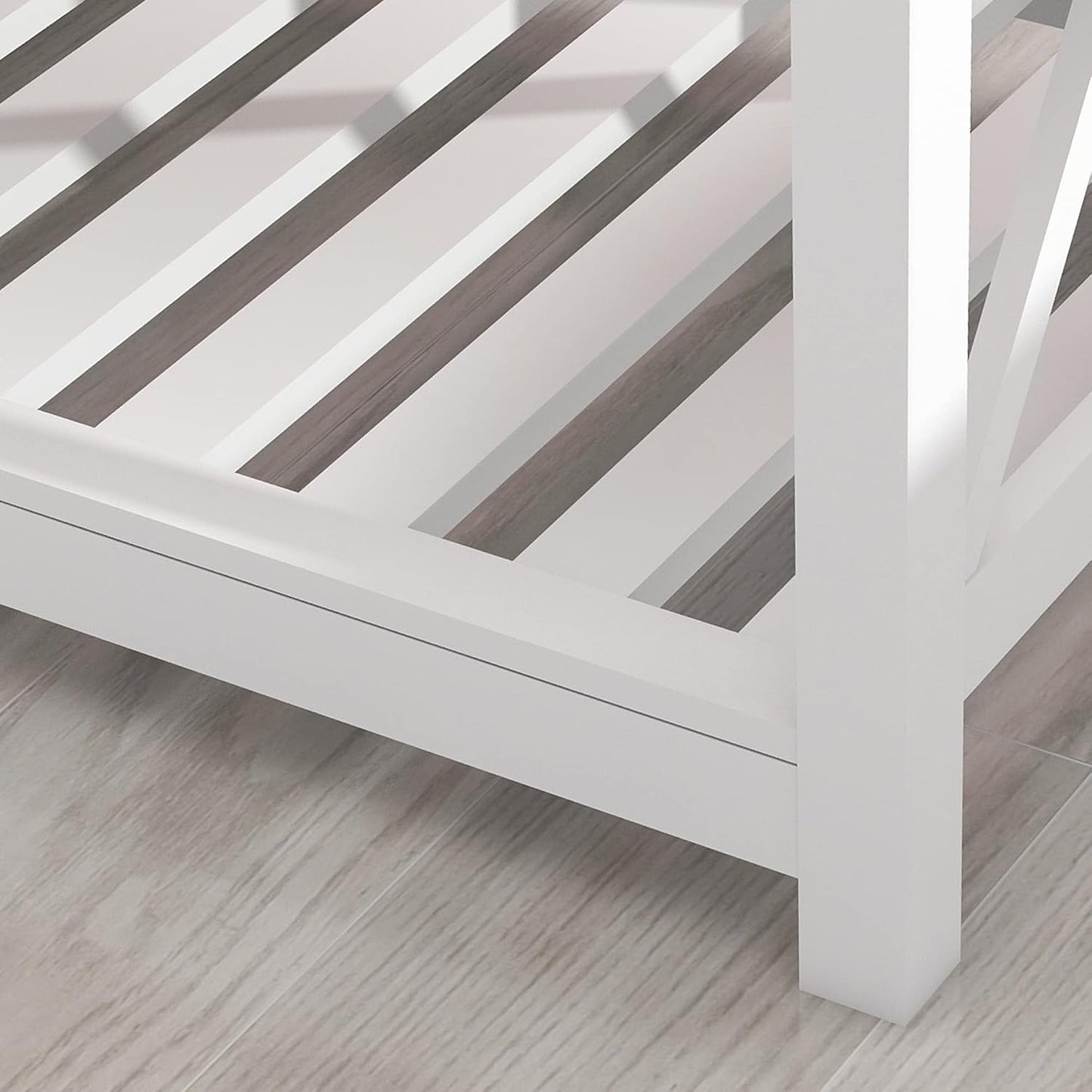 Farmhouse Coffee Table for Living Room, 2-Tier Rectangular Wooden Centre Cocktail Table with Slats Shelf Storage and V-Shaped Frame, Oak Grey