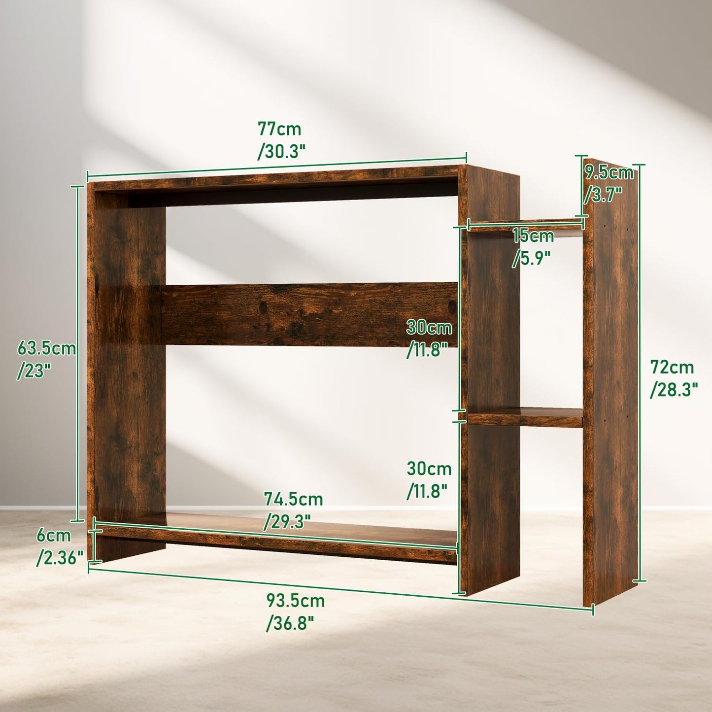 IBUYKE Desktop Bookshelf,36.8" Desktop Organizer Shelf,Wood Desk Hutch for Computer Monitor,Display Shelf for Office Home Dormitory,Brown TMZ008H