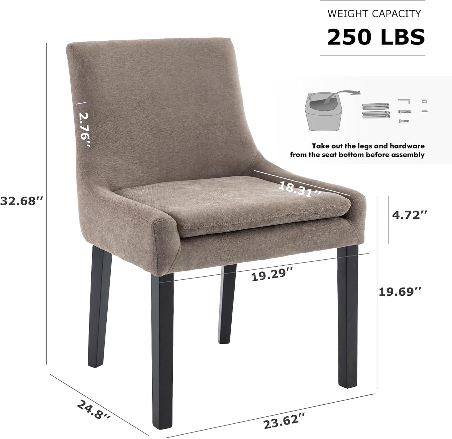 COLAMY Modern Dining Chairs Set of 6, Upholstered Corduroy Accent Side Leisure Chairs with Mid Back and Wood Legs for Living Room/Dining Room-Camel