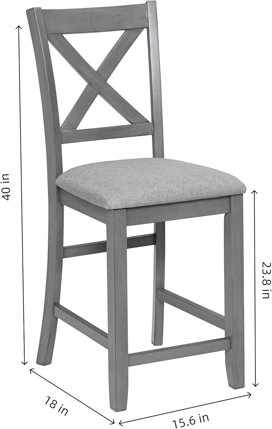 5PCS Dining Table Set, Counter Height Kitchen Table Set with Square Table and 4 Upholstered Chairs, Square Dining Table Set for 4, Gray