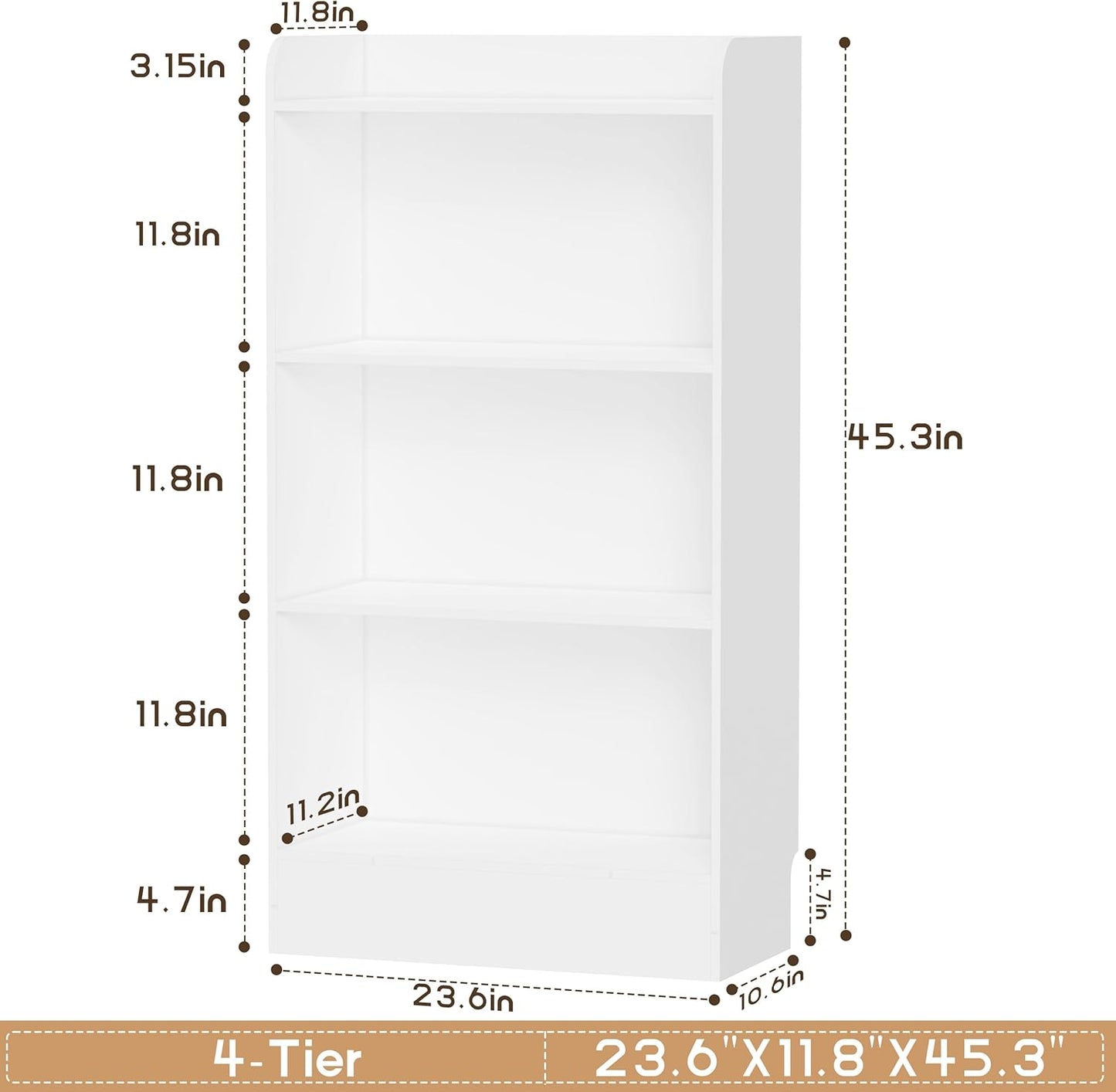 Lkeiyay Montessori Toy Shelf, 4-Tier Kids Storage Organizer,Kid Book Shlef -Ideal for Playroom, Nursery (White)