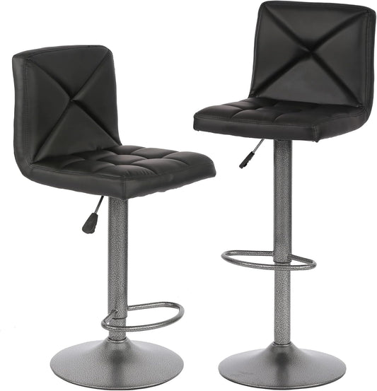 BestOffice Bar Stools Set of 2, PU Leather Swivel Bar Stools Kitchen Counter Height Bar Chairs with Hydraulic Adjustable for Kitchen, Dining Room and Restaurants