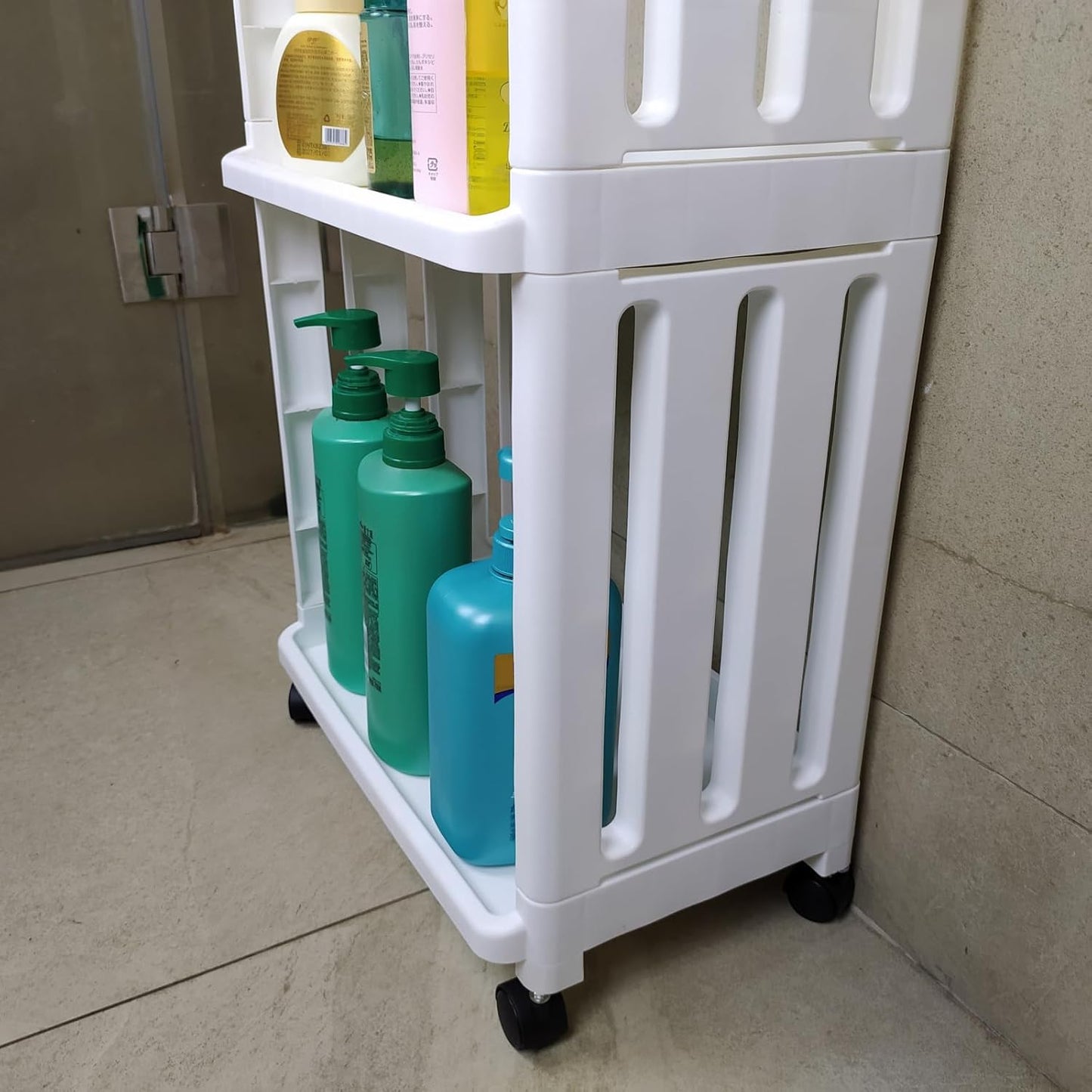 3 Tier Rolling Storage Cart Organizer Shelf on Wheels Movable Organization Rack with Wheels Shelving Unit Trolley for Bathroom Laundry Room Office Utility Cart (Taller Size)