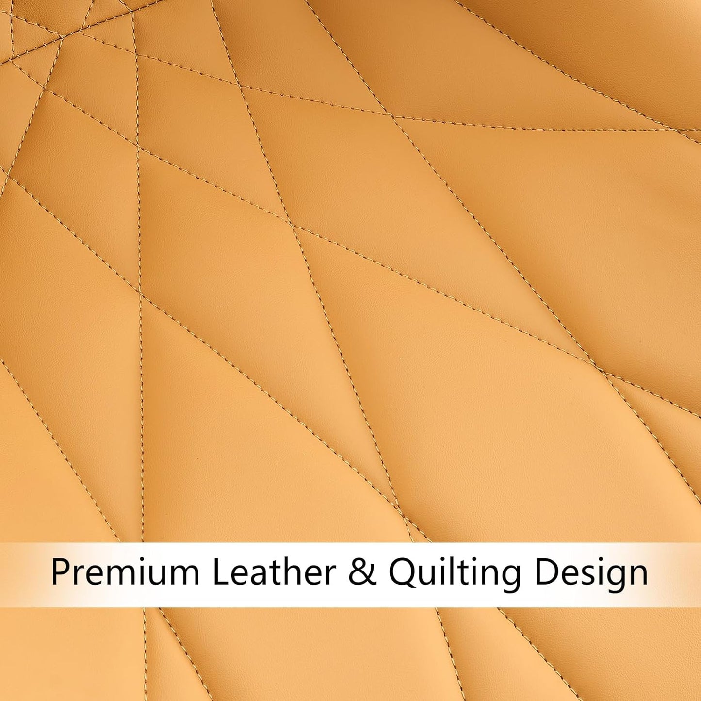 Rowill Modern Dining Chairs Set of 2 - Upholstered Faux Leather Kitchen Chairs with Soft Cushion Backrest, Sturdy Metal Legs & Non-Slip Pads, Perfect for Home Dining Room, Kitchen, Brown Yellow