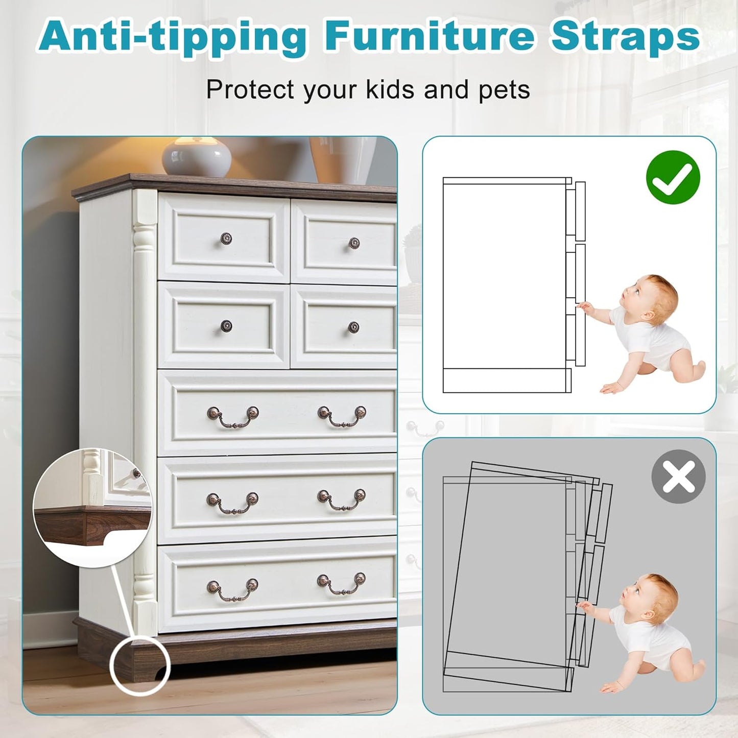 31.5" Farmhouse Sideboard Buffet Cabinet with Storage, Kitchen Buffet Storage Cabinet with 7 Drawers, Modern Wood Accent Sideboard for Living Room, Kitchen, Hallway(Antique White)