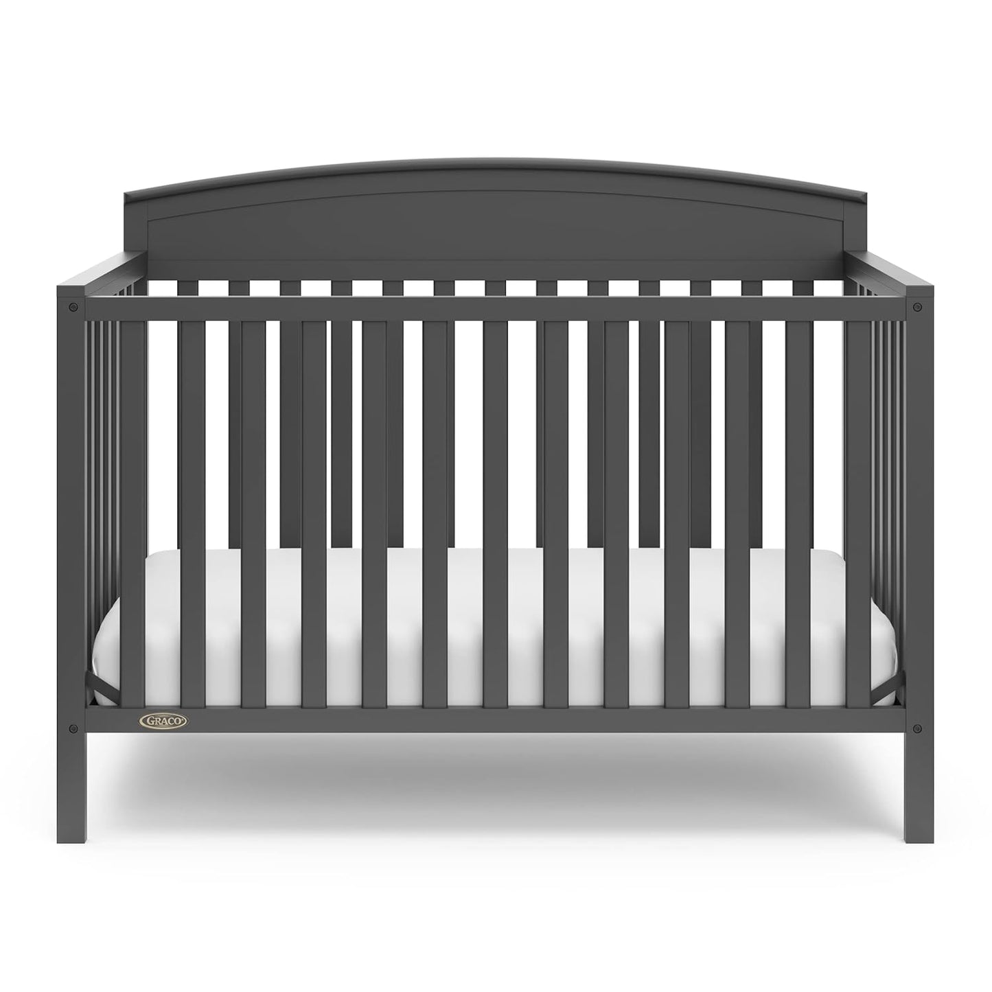 Graco Benton 5 in 1 Convertible Crib (GREENGUARD Gold Certified) with Premium Foam Crib and Toddler Mattress Included - Gray, Converts from Baby Crib to Toddler Bed, Daybed and Full-Size Bed