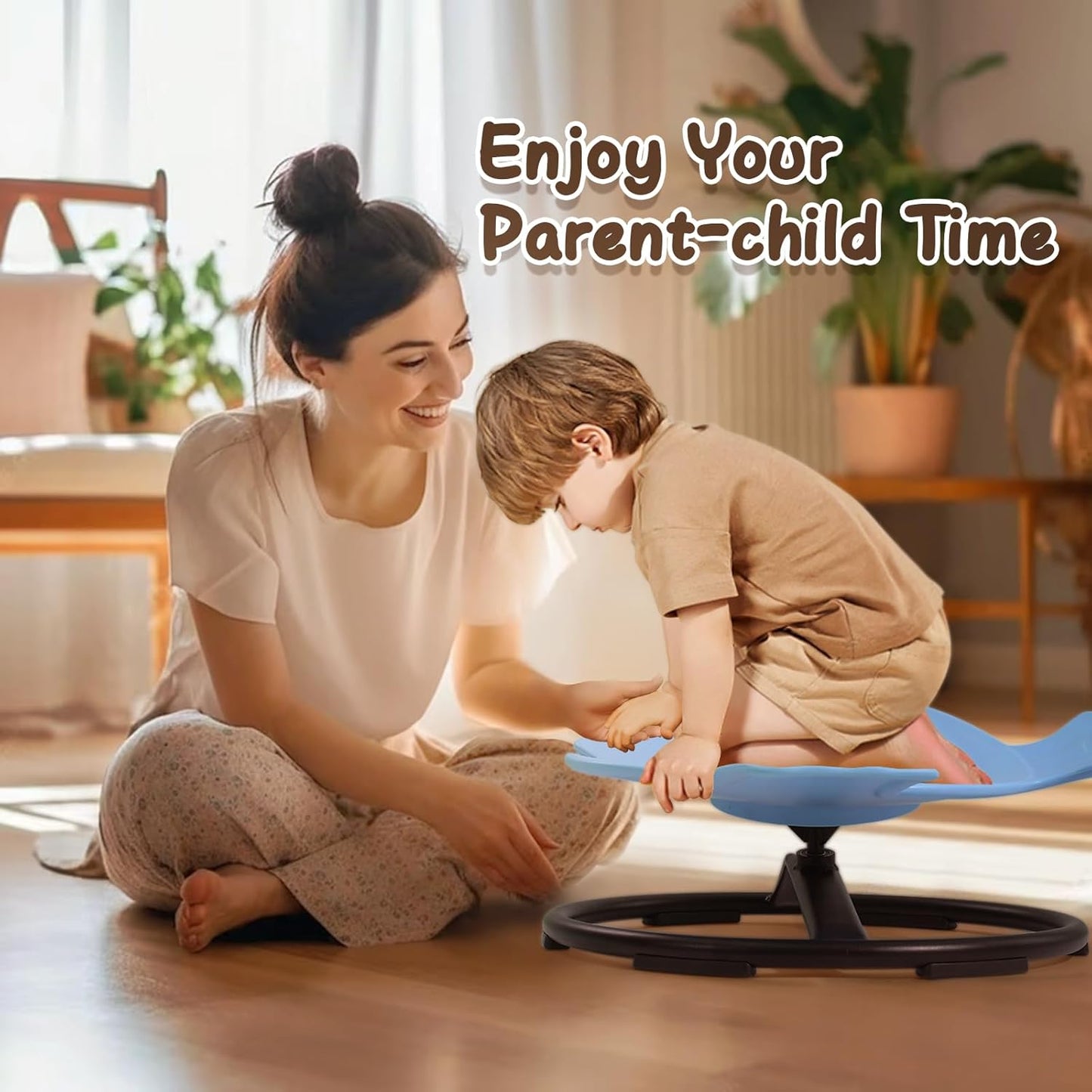 Sensory Spinning Chair for Kids with Autism, Fish-Shaped 360° Swivel Seat, Toddler Sit and Spin ADHD Chair for Autistic Children 3+, Sensory Room Must Haves, Improves Balance & Motion Relief (Blue)