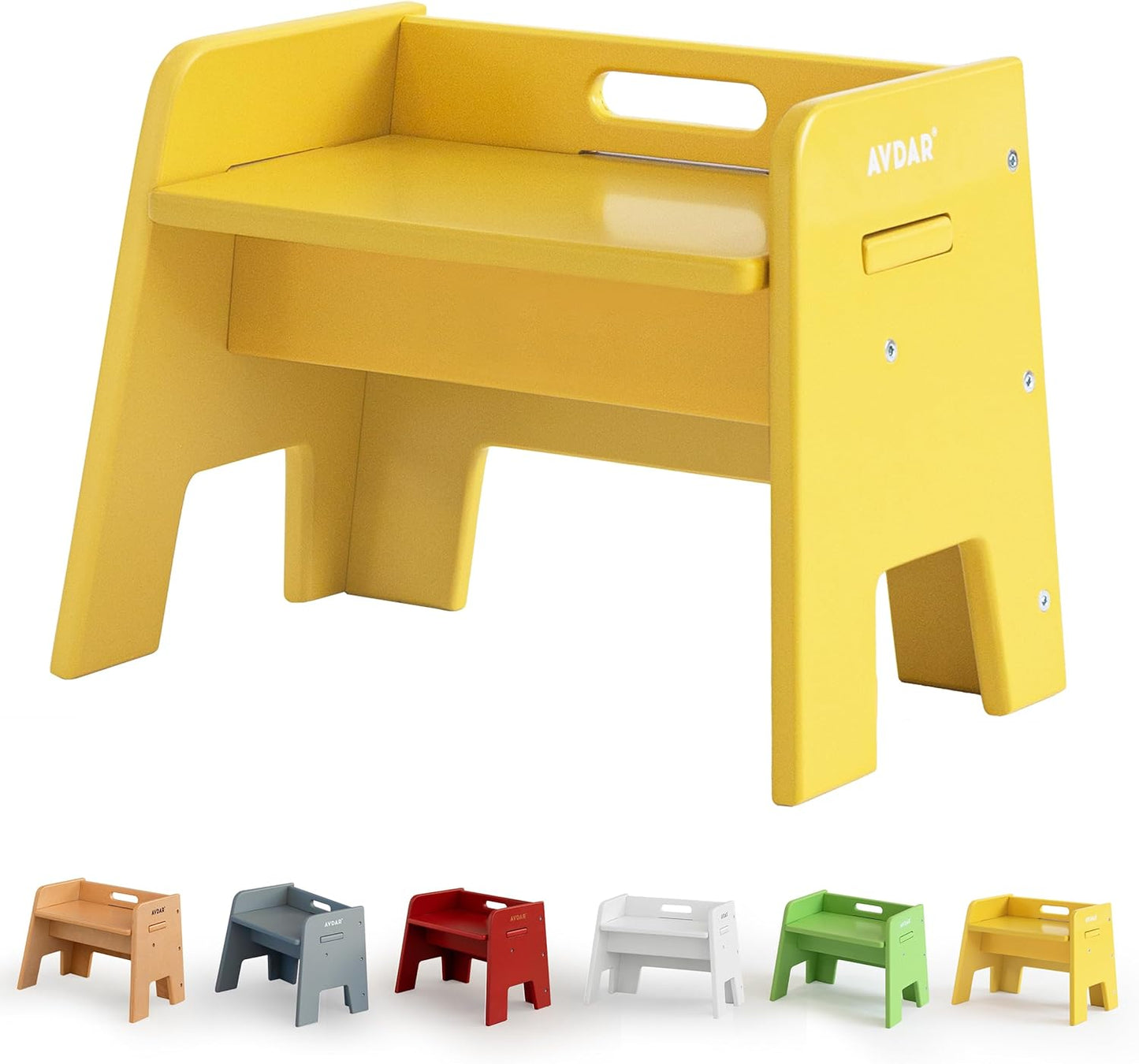 Wooden Step Stool for Kids, 14” One Step Stool for Toddlers, Heavy Duty Non-tip Non-Slip for Bedroom/Kitchen