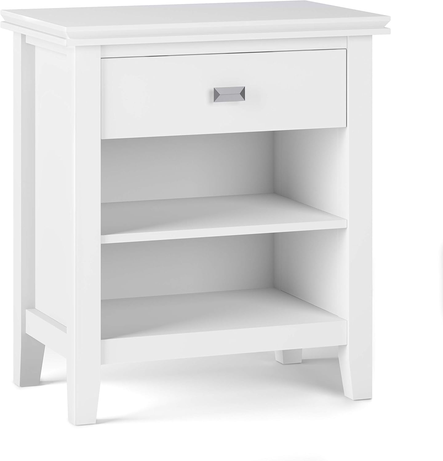 SIMPLIHOME Artisan SOLID WOOD 24 inch Wide Transitional Bedside Nightstand Table in White for the Living Room and Bedroom