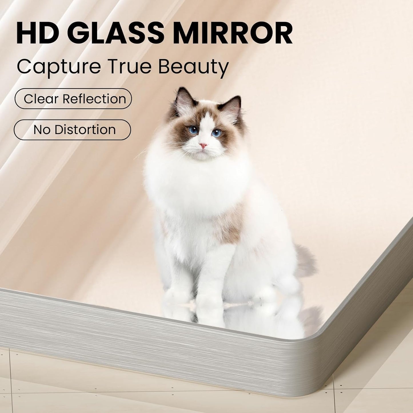 Brushed Nickel Bathroom Mirror, 22x30 Inch Thick Silver Metal Rectangle Frame Wall Mirror, Modern Round Corner Bathroom Vanity Mirror for Over Sink, Bedroom, Living Room, Entryway