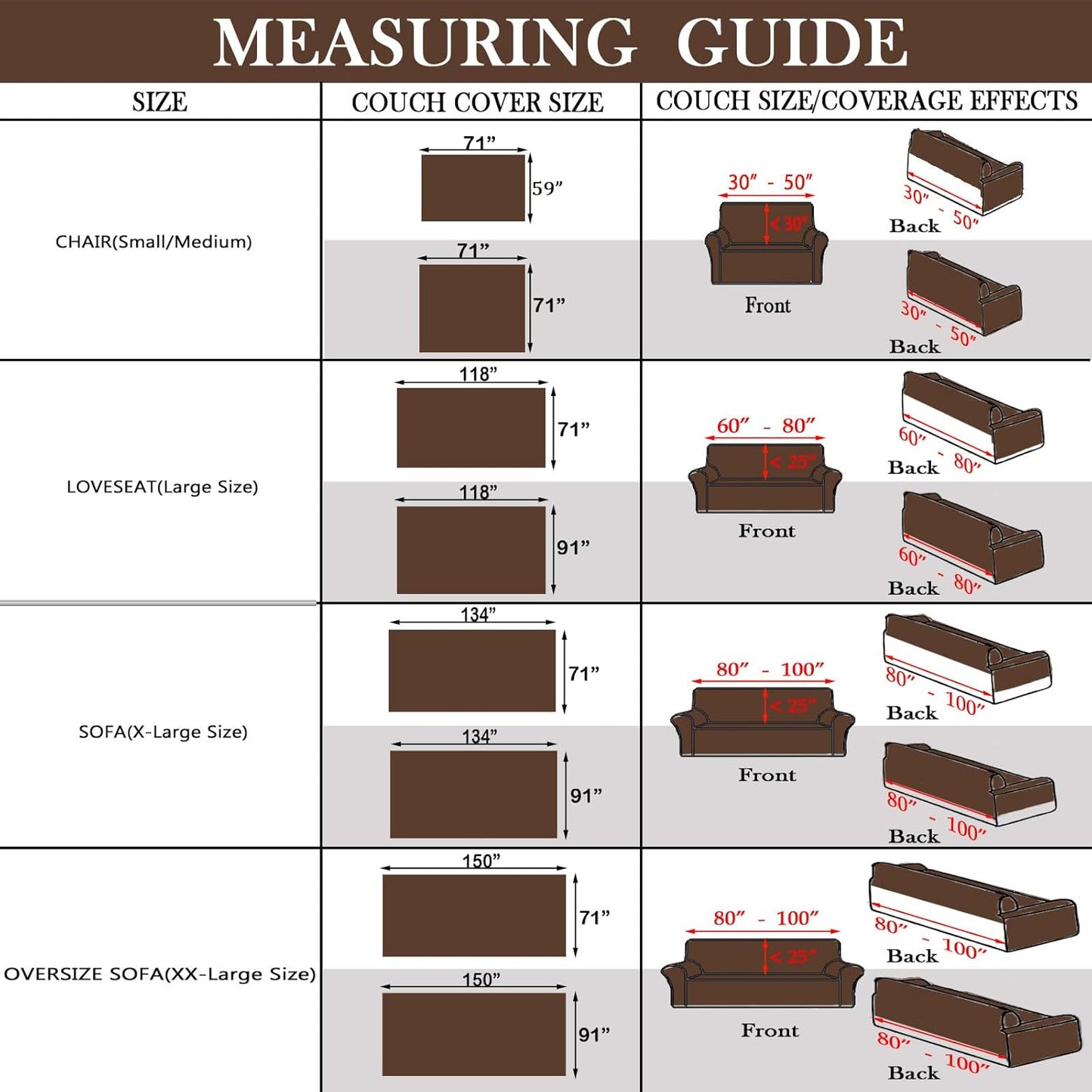 HANDONTIME Chocolate Boho Couch Cover Reversible Sofa Covers for 3 Cushion Couch Washable Couch Sofa Cover for Dogs Dark Couches Covers Chenille Sofa Protector Couch Covers for Sofa, 91" X118"