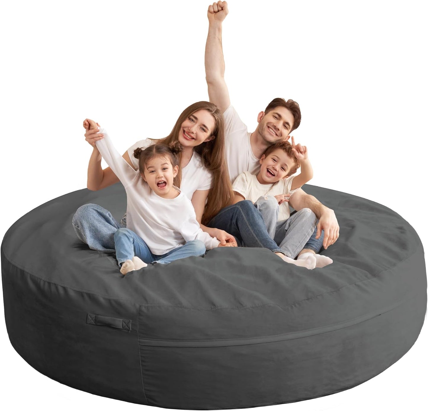 HABUTWAY XX-Large Bean Bag Chair: Giant 7' Memory Foam Furniture Bean Bag Chairs for Adults with Microfiber Cover 7Ft (Grey)