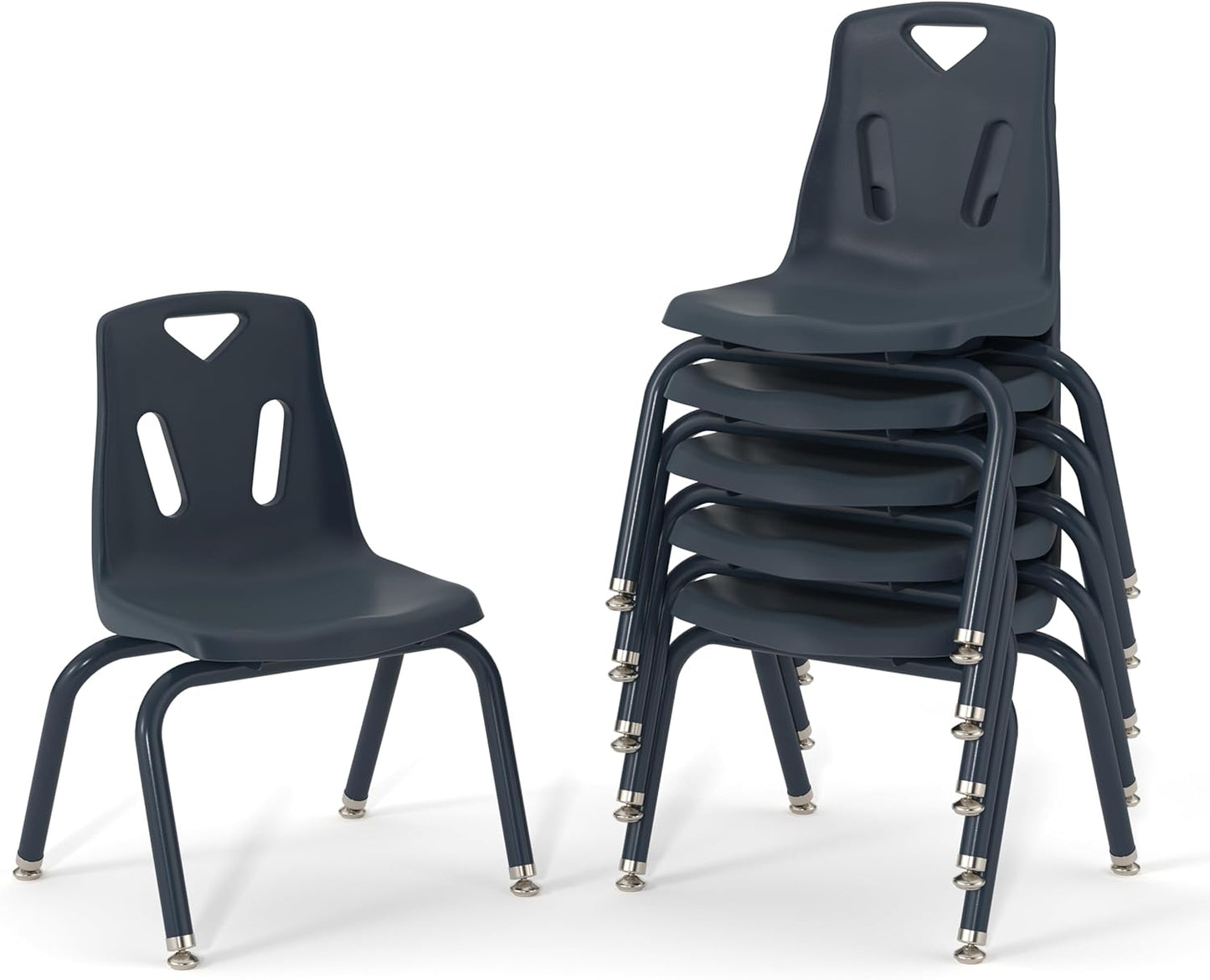 Berries Jonti-Craft 8126JC6112 Stacking Chairs with Powder-Coated Legs, 16" Height, Navy, Pack of 6