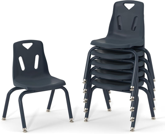 Berries Jonti-Craft 8126JC6112 Stacking Chairs with Powder-Coated Legs, 16" Height, Navy, Pack of 6