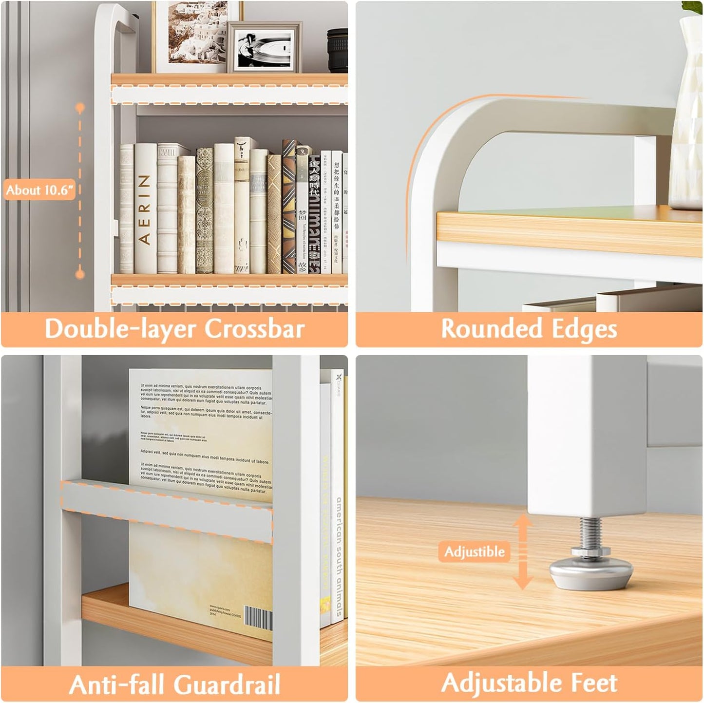 IOTXY 2-Tier Desktop Hutch Bookshelf - Metal Desk Shelf Bookcase with Grid Panel, Countertop Storage Organizer Rack for Dorm or Office, Black, 37.4" W