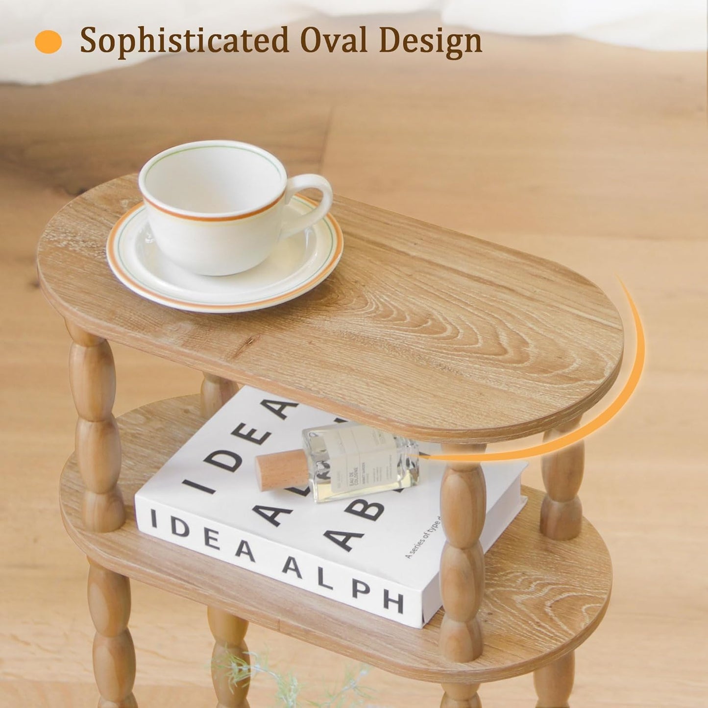 MaxSmeo Narrow Side Table, Small End Table with 3-Tier Open Shelf, Slim Bedside Table Nightstand for Small Spaces, Bedroom, Living Room (Rustic Walnut)