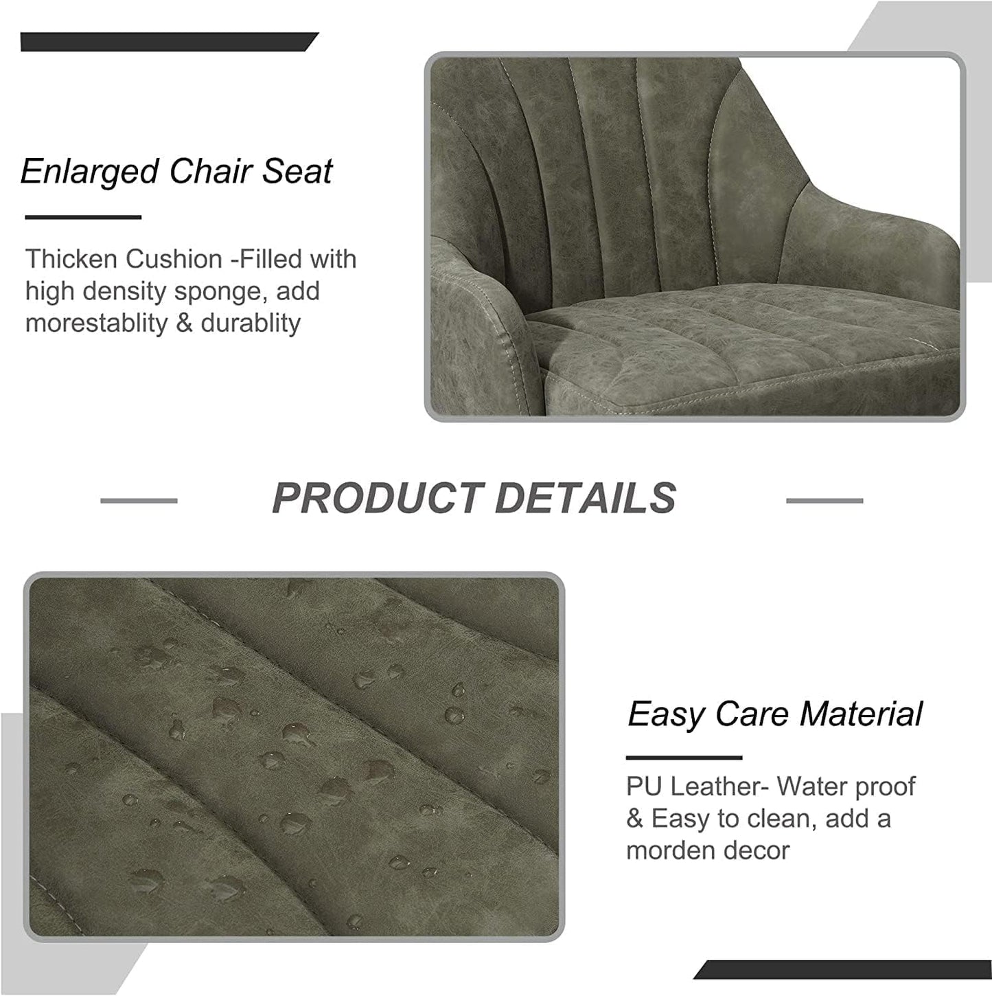 VECELO Adjustable Barstools Set of 4, Counter Bar Stools with Back and Arm, Kitchen Island Stools Swivel Bar Chairs for Pub Dinning Room, Dark Gray