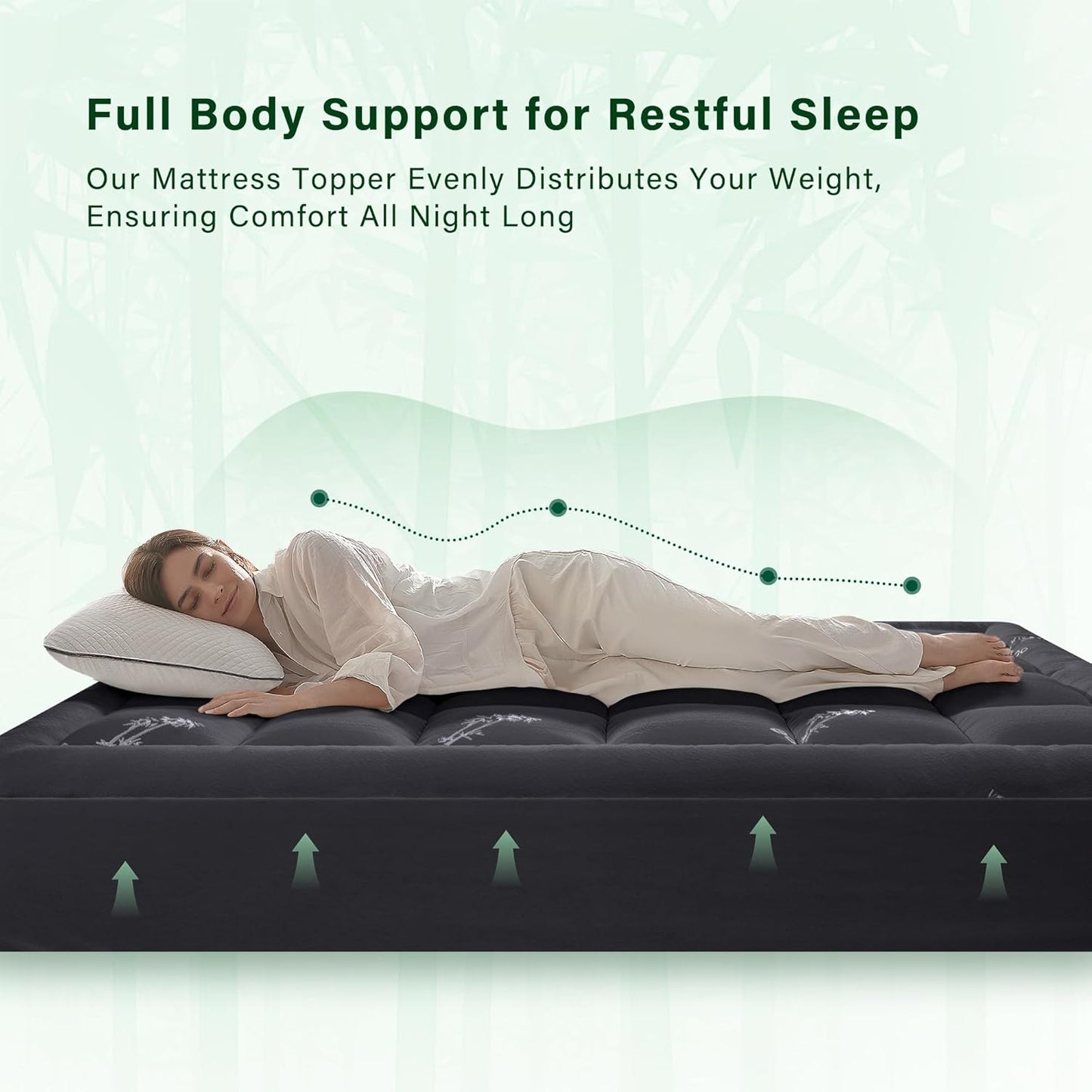 Anluoer Memory Foam Mattress Topper Queen for Back Pain, Rayon Derived from Bamboo Pillow Top Mattress Topper for Hot Sleepers,Cooling Mattress Pad with 8-21" Deep Pocket, 60x80 Inches, Dark Grey