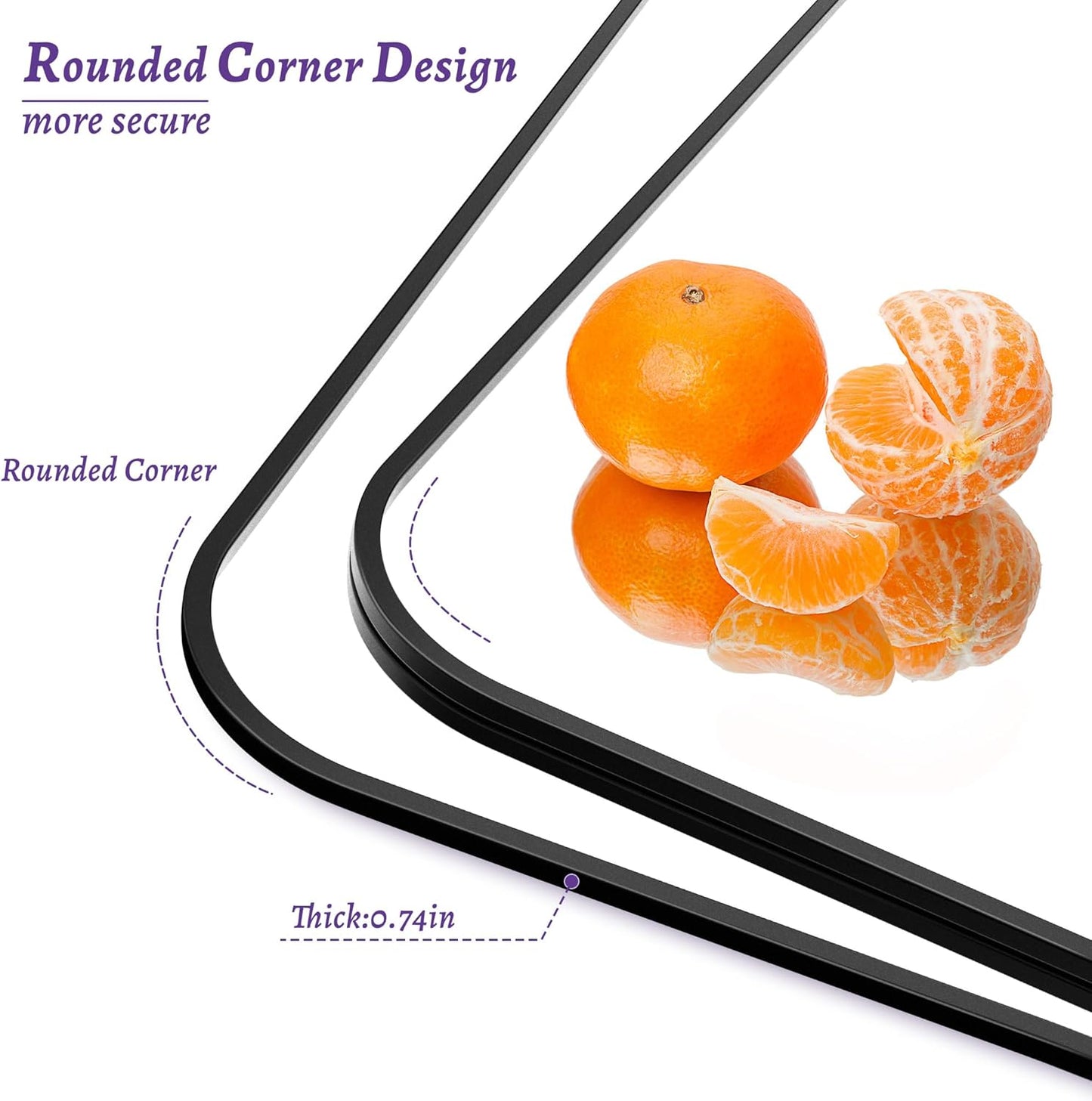 Bathroom Mirror, 40" x 30" Wall Mirror, Rectangular Aluminum Alloy Frame Contemporary Hanging Mirror for Living Room Bathroom Entryway, Black Rounded Corner