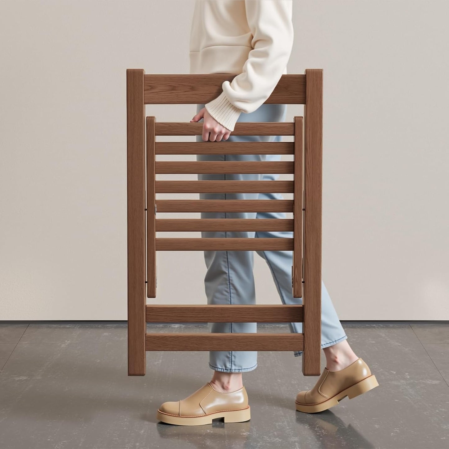 Soild Wood Folding Chairs Set of 2,Indoor or Outdoor Wooden Foldable Dining Chairs, 300lbs Capacity, Space-Saving and Portable Design for Home Kitchen, Lawn, Patio,No Assembly Needed