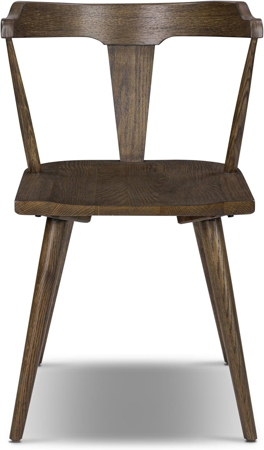 Poly & BARK Mid Century Modern Enzo Tundra Brown Dining Chair 2.0 – Solid Oak Wood Splat Back Chair, 18" Seat Height, 32" Tall – Stylish MCM Kitchen & Dining Room Chair