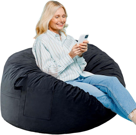 Bean Bag Chairs, Memory Foam Stuffing Bean Bag Chair for Adults/Teens/Kids with Removable Zipperd Cover, High-Rebound Memory Foam Lazy Sofa Furniture for Living Room Bedroom College Dorm