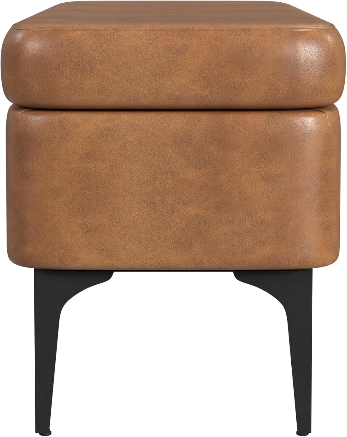 HomePop Upholstered Storage Bench with Metal Leg Home Décor|Bench with Storage for Living Room & Entryway - Carmel Faux Leather