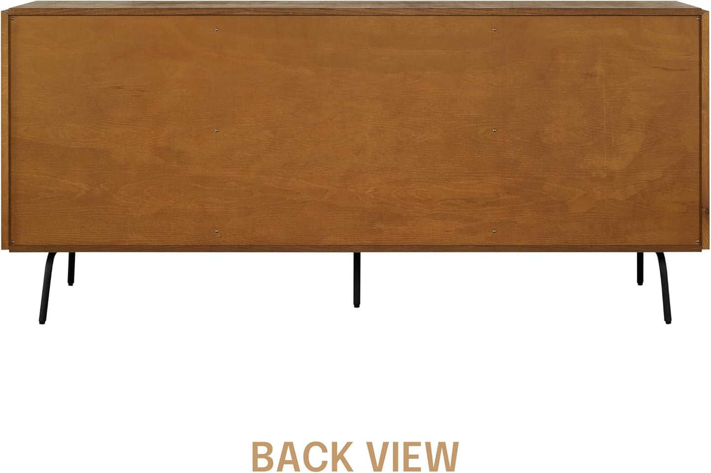 NTC MOSSIC Modern Sideboard with 4 Doors, Natural Rattan Storage Cabinet, Buffet with Metal Legs, Boho Accent Cabinet for Living Room, and Entryway, Effortless Assembly - Rustic Oak