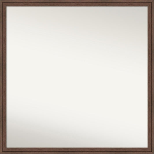 Amanti Art Brown Bathroom Mirror for Over Sink, 28x28 Florence Light Brown Square Vanity Mirror, Large Casual Frame, Hangs Horizonally and Vertically, Bathroom Wall Decor, Non-Beveled Edge