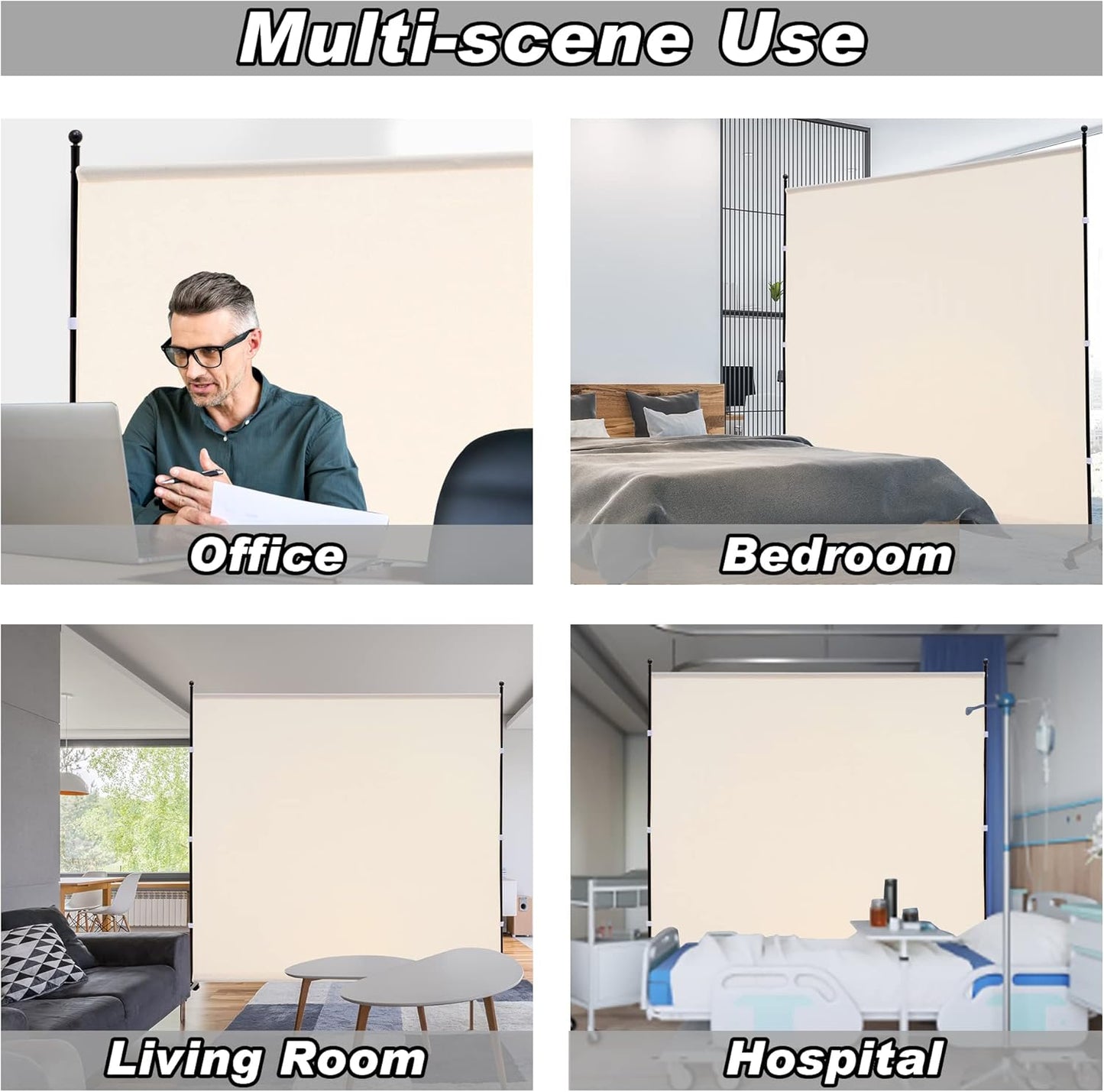 6FT Single Panel room divider with Wheels,Rolling Fabric room dividers for Partition privacy screens,Freesting Wall Divider for Home Office,Hospital,(Beige)