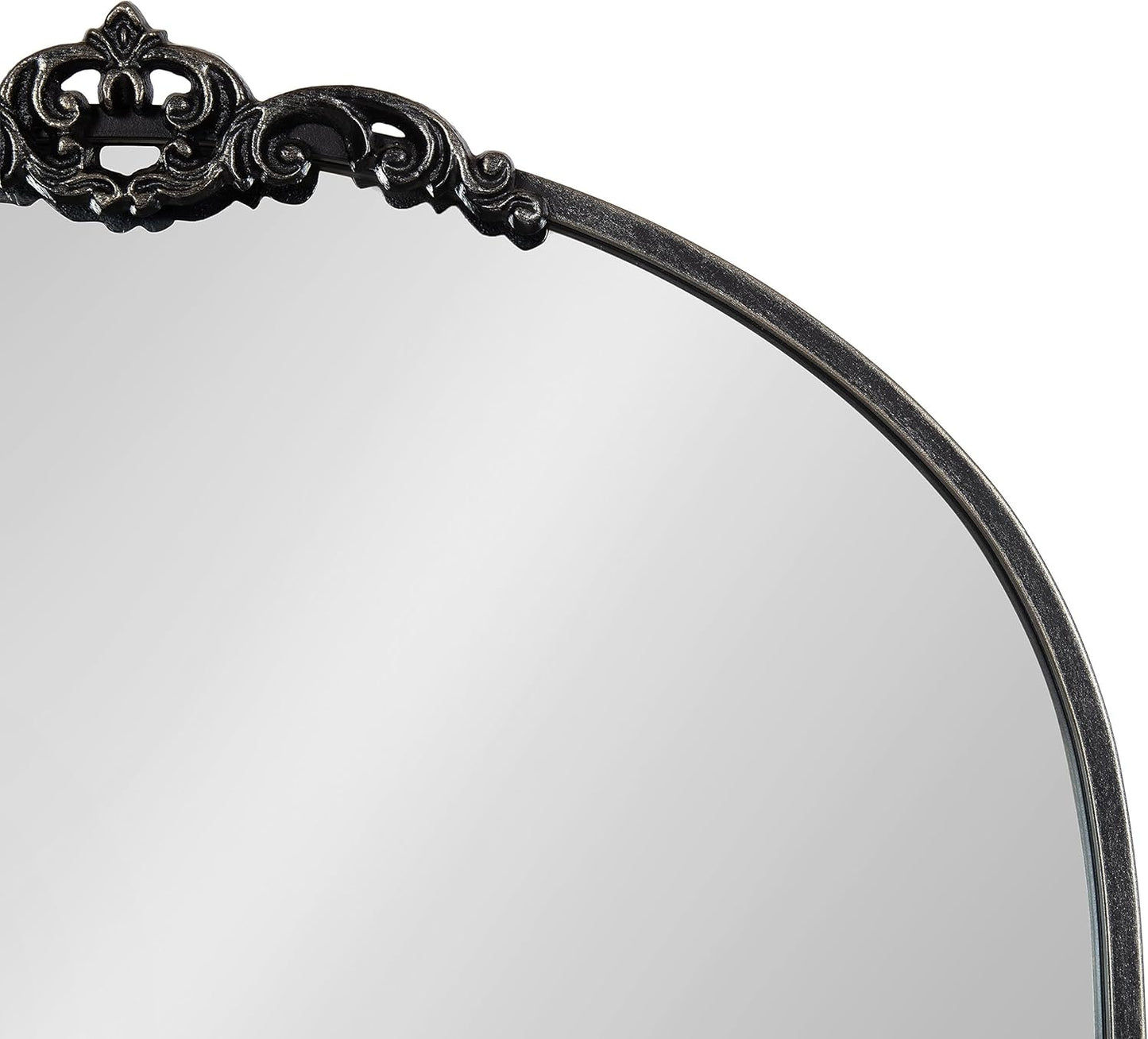 Kate and Laurel Myrcelle Traditional Arched Mirror; 30 x 32; Black; Decorative Large Arch Mirror with Ornate Garland Detailing Along The Crown and Edges of The Frame