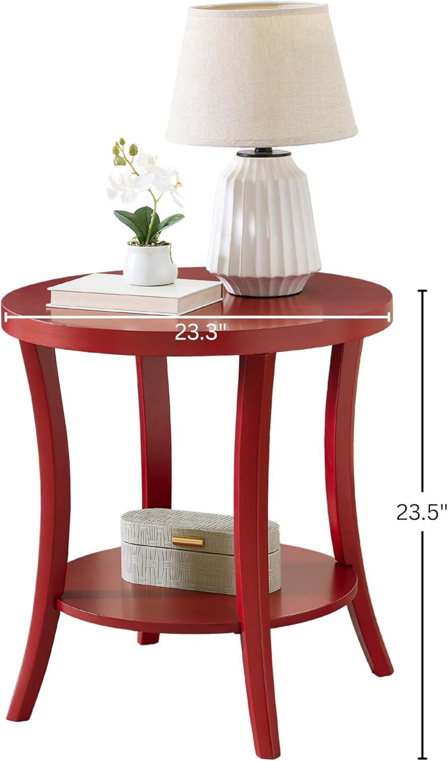 Roundhill Furniture Perth Contemporary Round End Table with Shelf