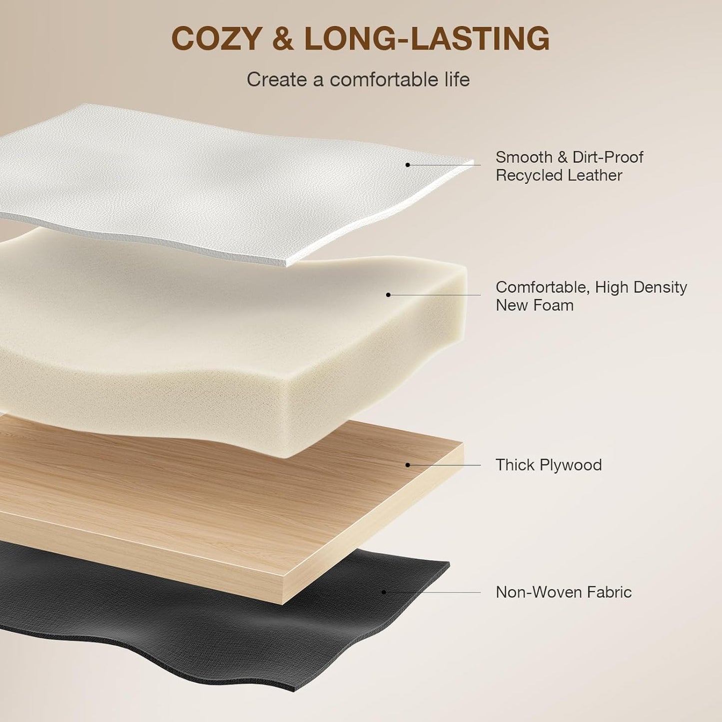 18-Inch Large Leather Vanity Stool, Vanity Chair with Metal X-Leg, Ottoman Foot Stool with Thick Padded Saddle Seat, White