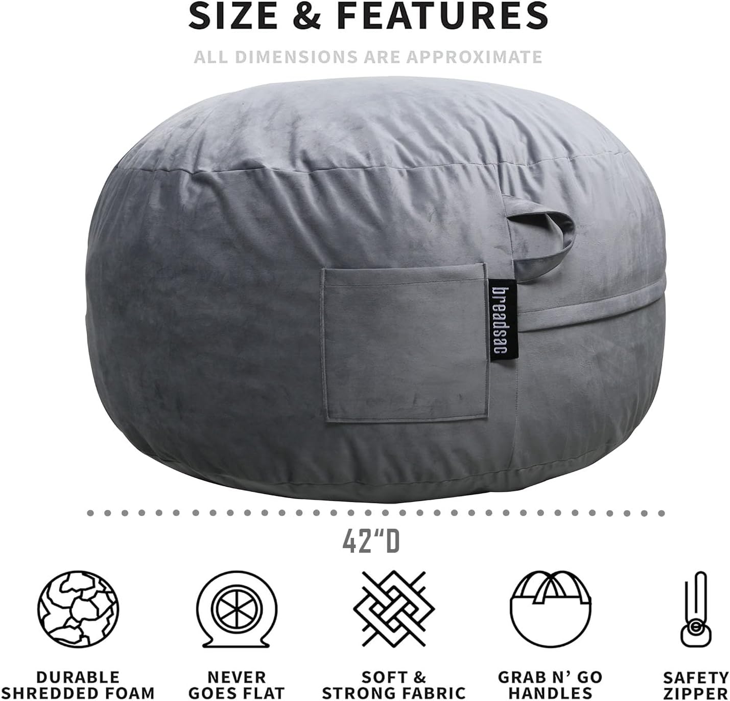 Bean Bag Chairs, Memory Foam Stuffing Bean Bag Chair for Adults/Teens/Kids with Removable Zipperd Cover, High-Rebound Memory Foam Lazy Sofa Furniture for Living Room Bedroom College Dorm