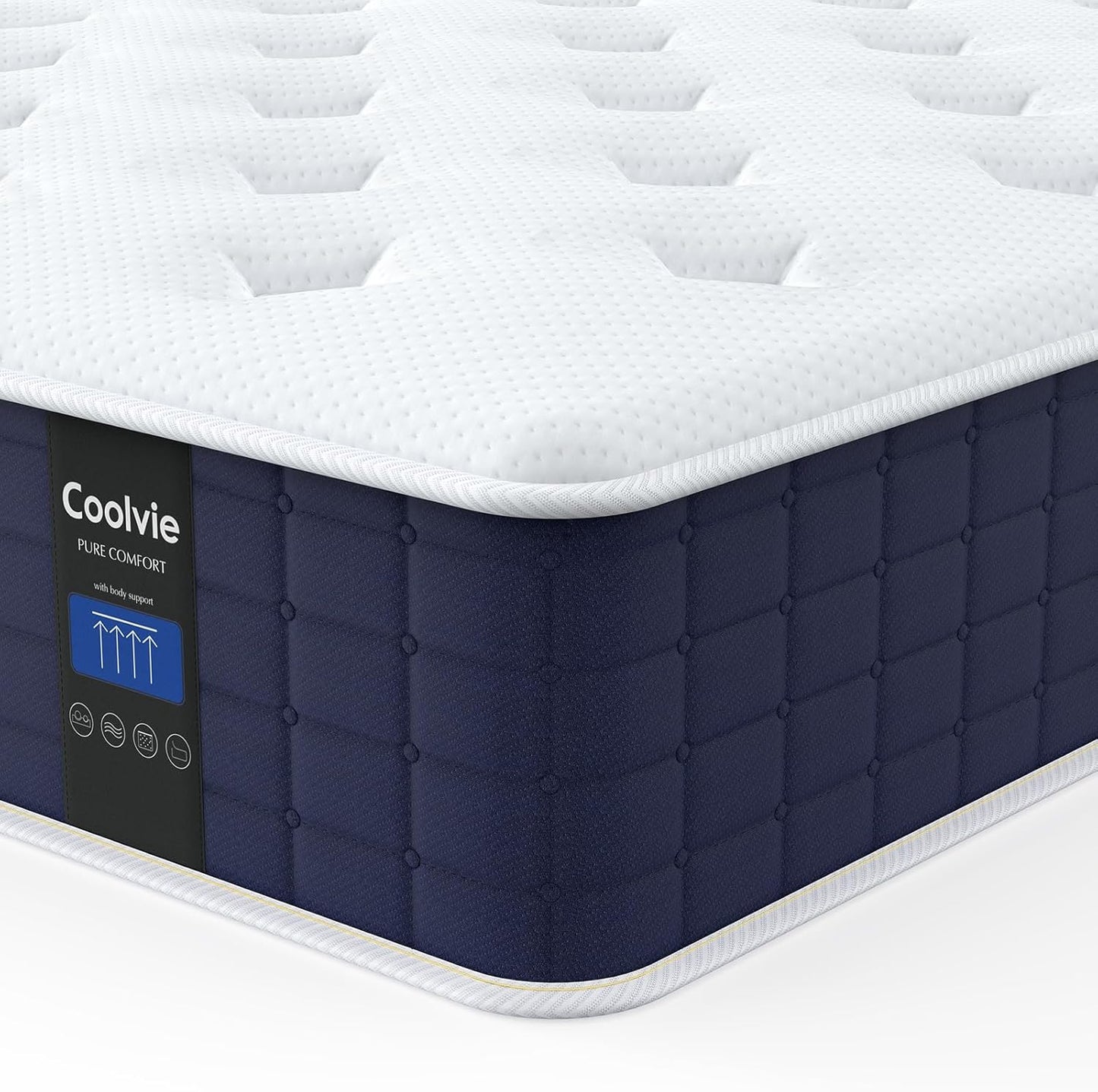 Coolvie Twin Mattress, 10 Inch Twin Size Hybrid Mattress, Individual Pocket Springs with Memory Foam, Bed in a Box, Cooler Sleep with Pressure Relief and Support