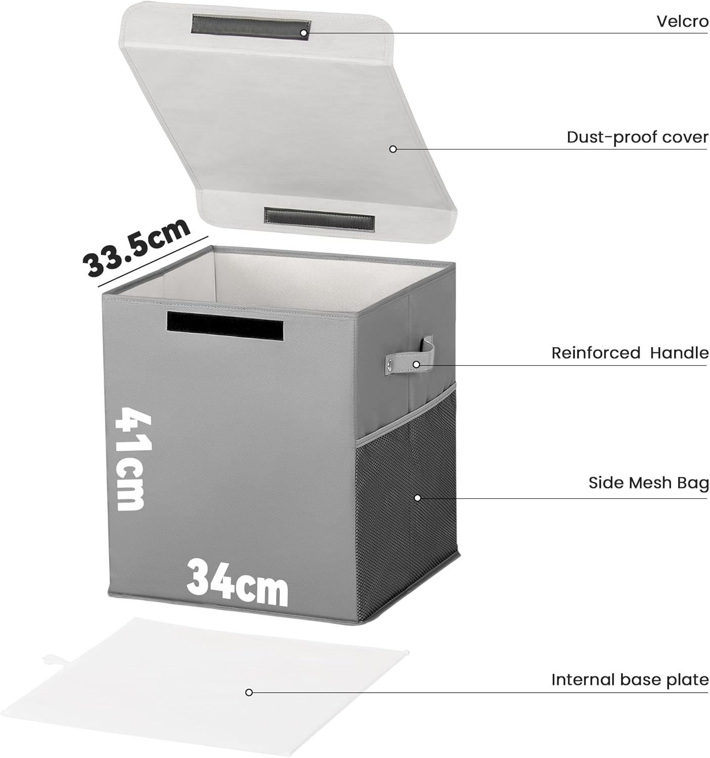 40L Large Toy Storage Box with Lid, Large Toy Box Chest for Kids, Girls and Boys, Nursery Room and Living Room, 13"x13" x16" - Grey