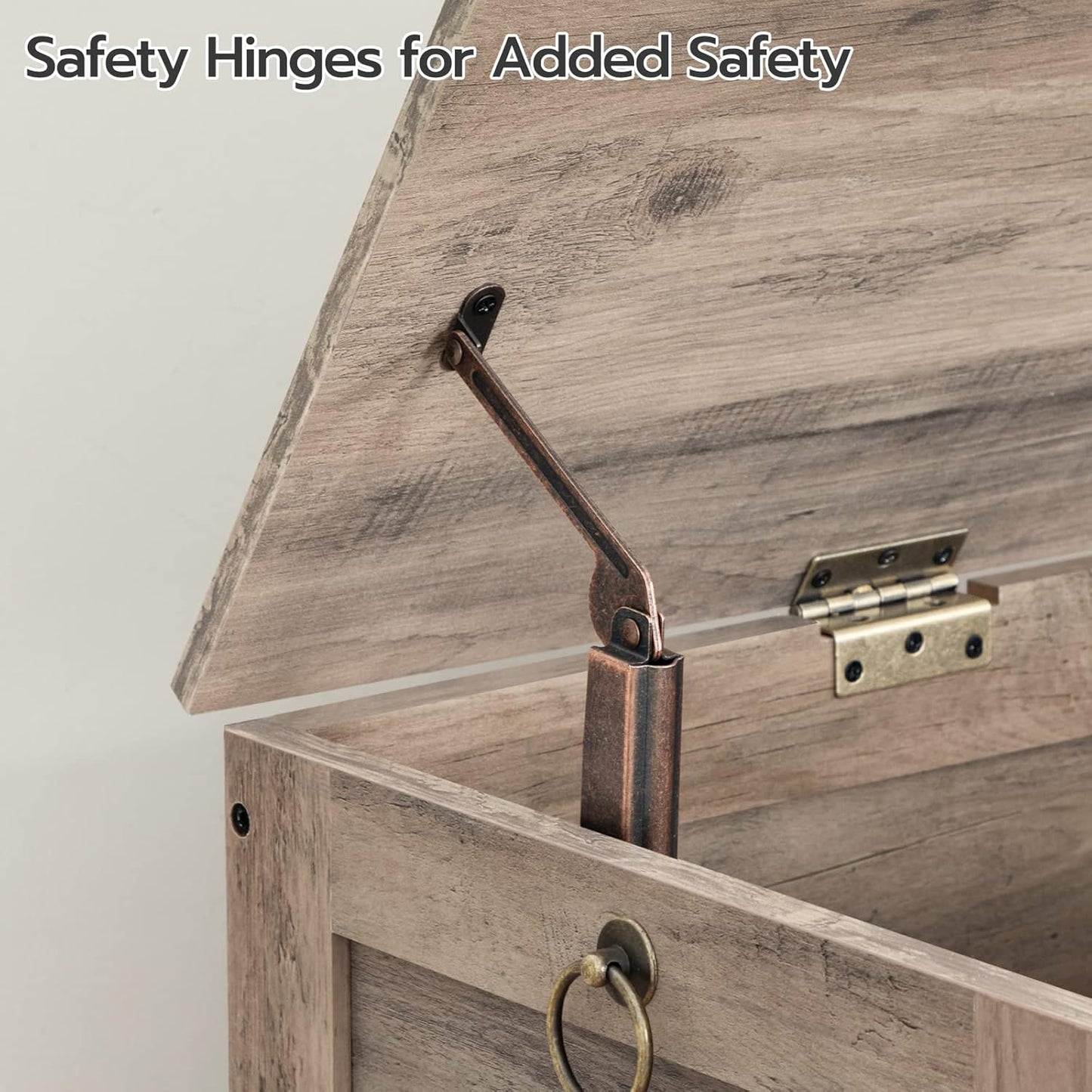 HOOBRO Toy Box, Retro Wooden Look Storage Chest with Safety Hinge, Entryway Storage Bench Supports 220 lb, 39.4 x 15.7 x 18.9 Inches Toy Chest Organizer, Easy Assembly (Greige) BG100CW01