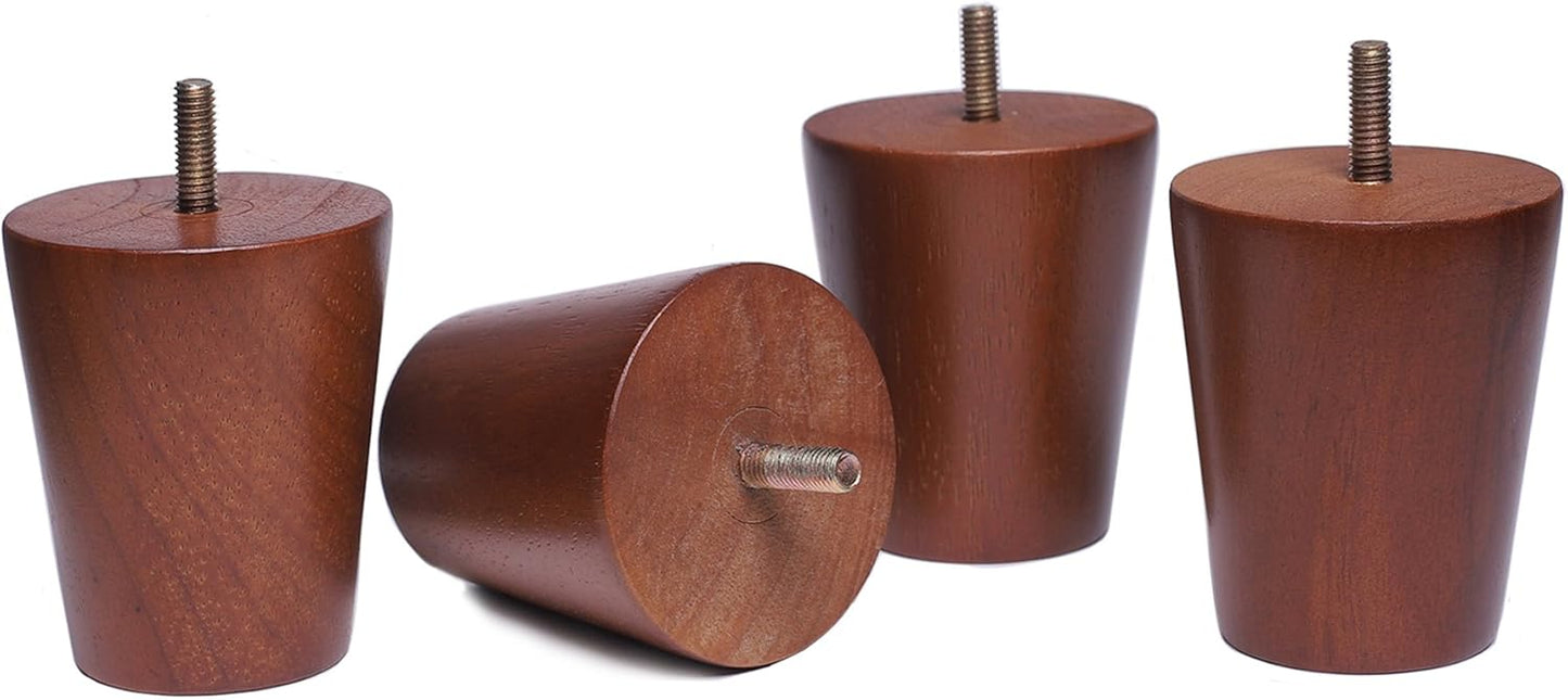 Round Wood Sofa/Couch/Chair/Ottoman Solid Wood Leg Walnut Finish (3 Inches,Set of 4)