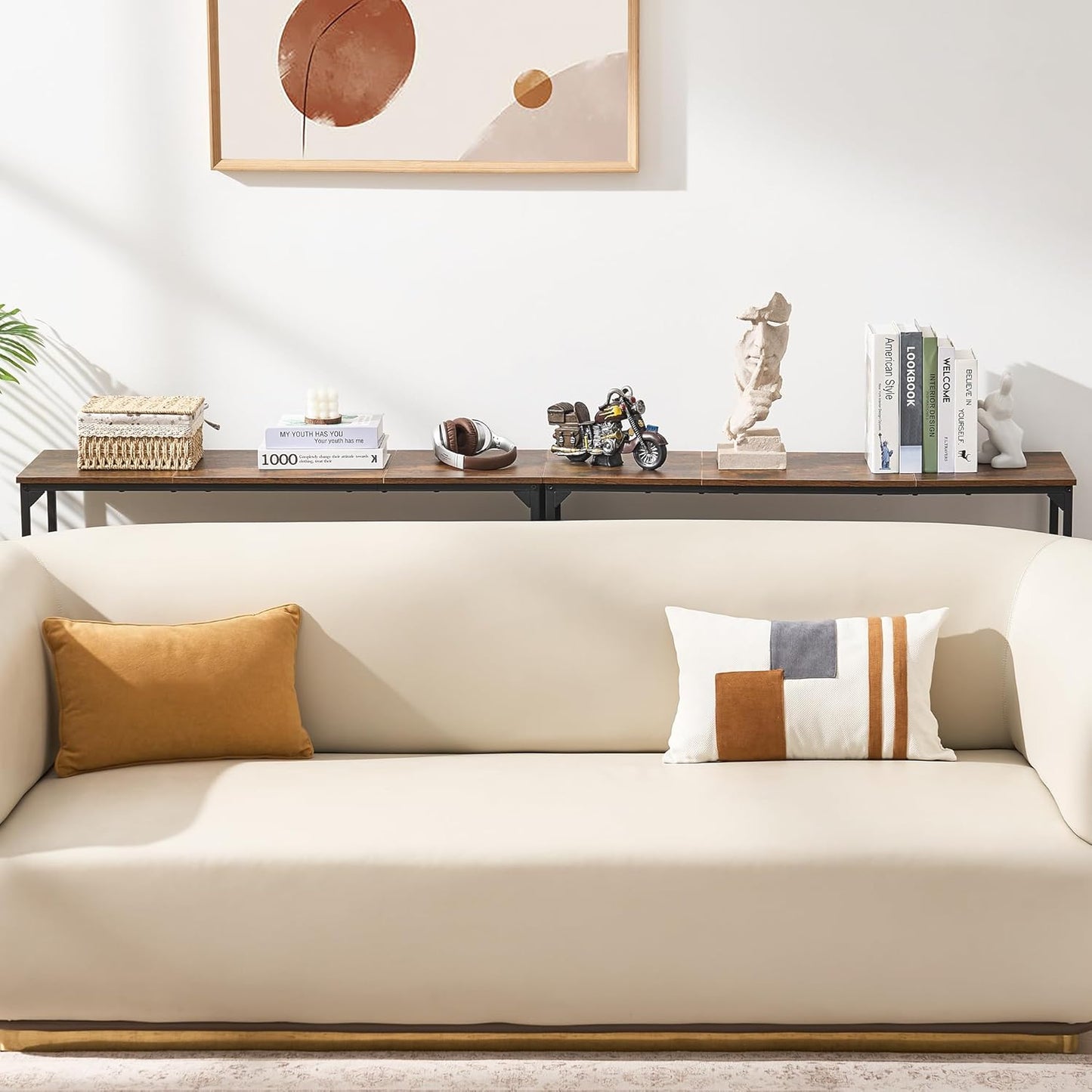 Console Table, Narrow Entryway Table, Thin Sofa Table, Behind Couch Table,for Hallway, Bedroom, Living Room, Foyer, 11.8 x 39.4 x 31.5 Inches, Rustic Brown