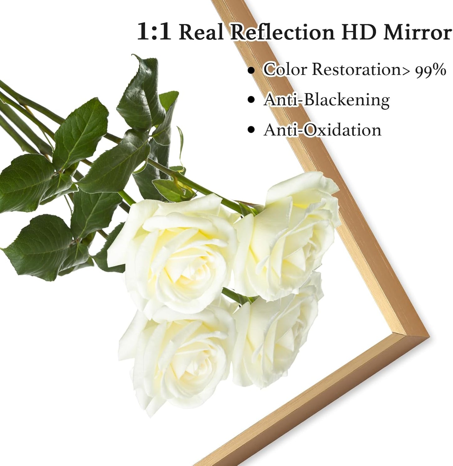 36x48 Inch Gold Bathroom Mirror, Copper-Free Aluminum Alloy Frame Vanity Mirror, Rectangle Wall Mounted Modern Mirror for Bedroom/Living Room/Porch Horizontal or Vertical