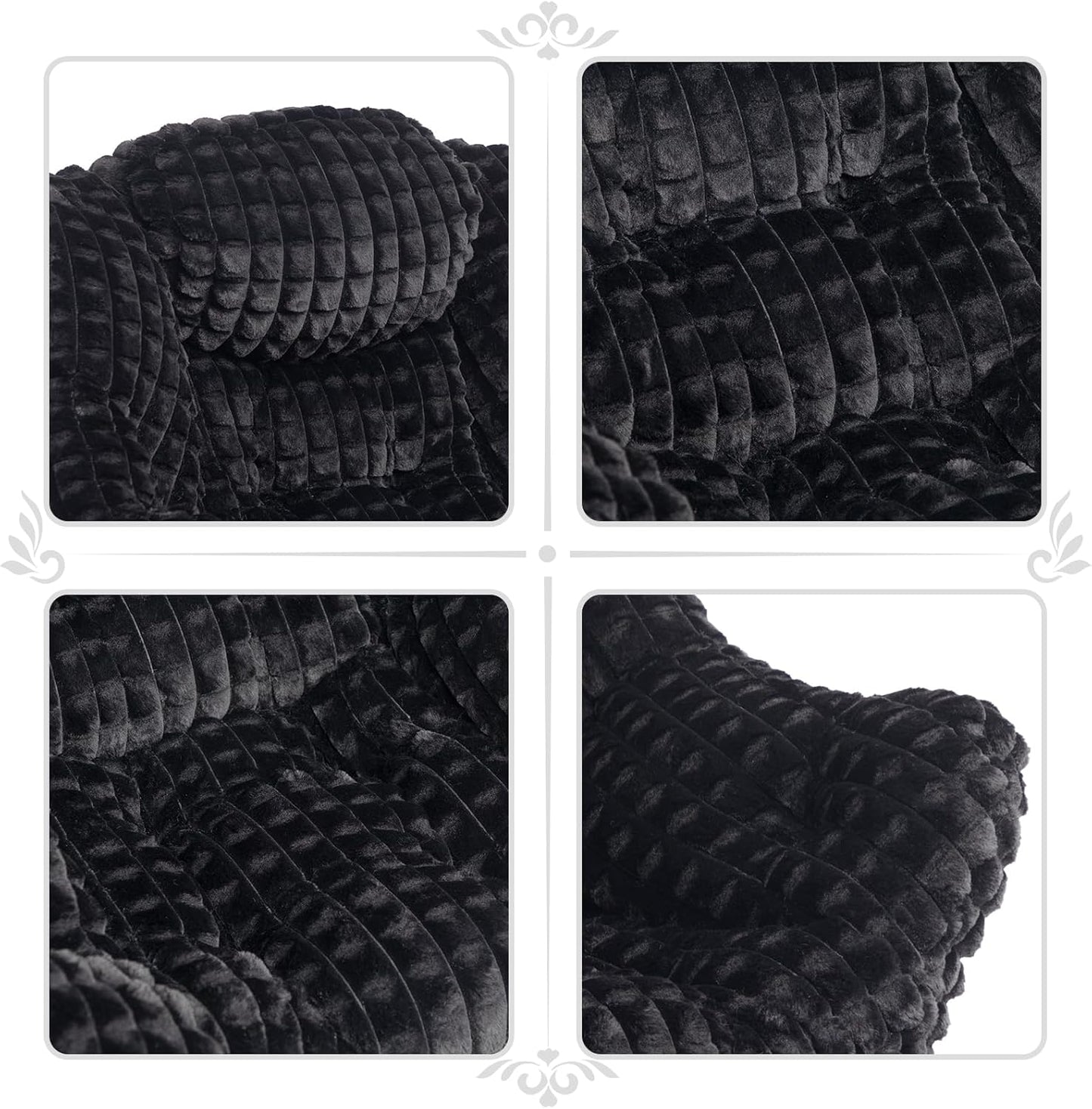 HollyHOME Fabric Lazy Chair with Foldable Ottoman, Accent Comfy Lounge Arm Chair and Folding Footrest Stool Set, Leisure Sofa Reading Chair and Footstool for Living Room, Bedroom, Dorm, Faux-Fur Black