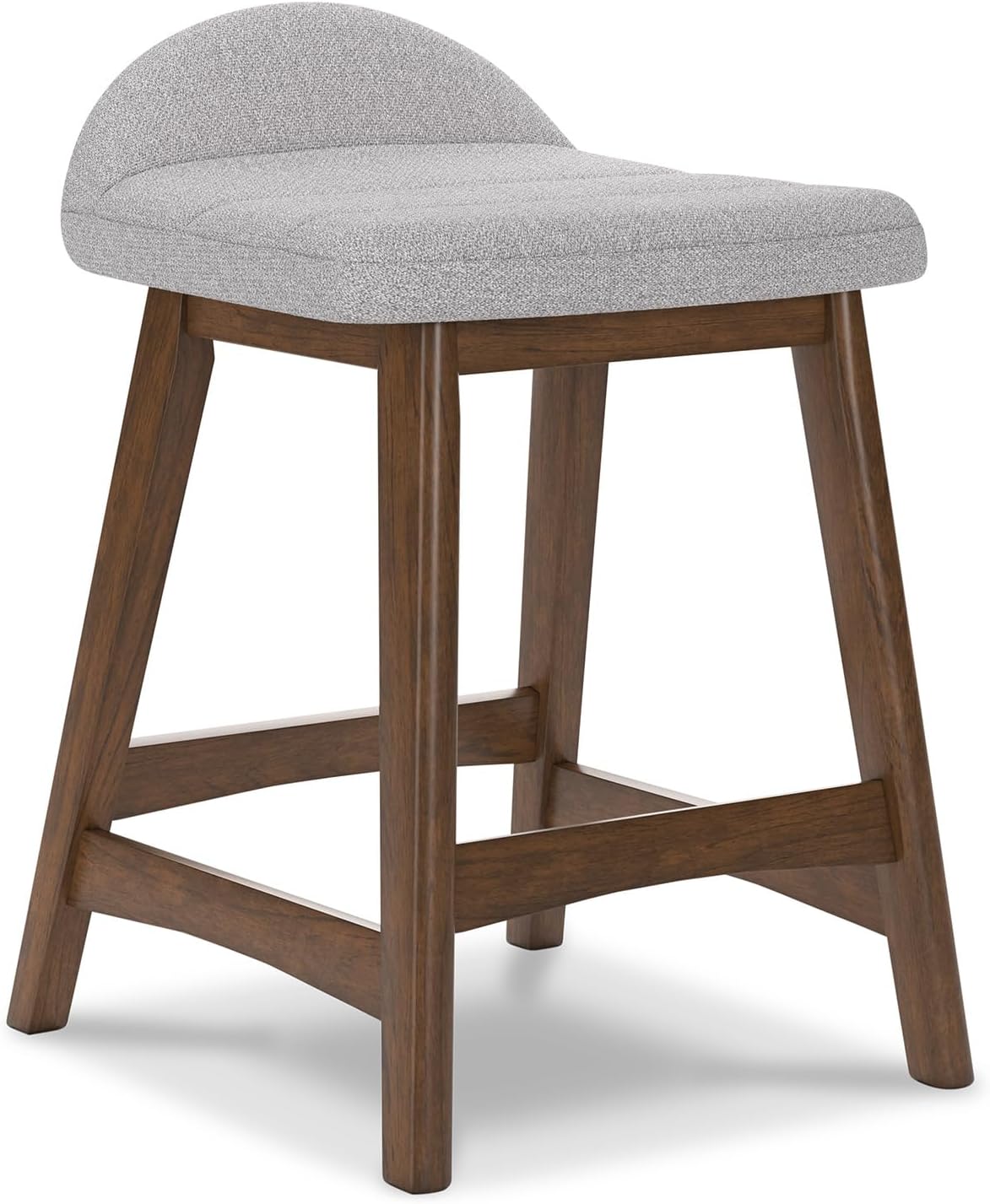 Signature Design by Ashley Lyncott Contemporary 28.5" Counter Height Upholstered Bar Stool with Foam Cushion, 2 Count, Light Gray & Brown