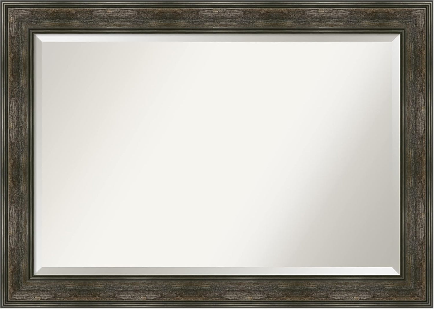 Amanti Art Brown Wall Mirror 30x42 Rail Rustic Char Rectangle Bathroom Mirror for Wall Decor Living Room, Large Rustic Farmhouse Frame, Hangs Horizonally and Vertically, Bathroom Decor, Beveled Edge