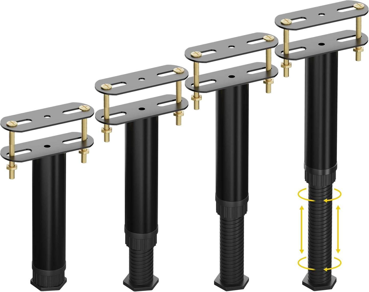 4 Pcs Adjustable Height Bed Support Legs 7.08-12.6 inch with Locking Ring, Bed Frame Center Support Legs for Bed Frame/Bed Center Slat/Furniture, Bed Replacement Legs Bed Slats Support Legs